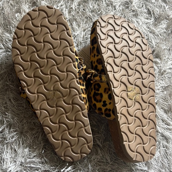 Myra leather hairon slides with gold chain detail and cork, new - Picture 5 of 9